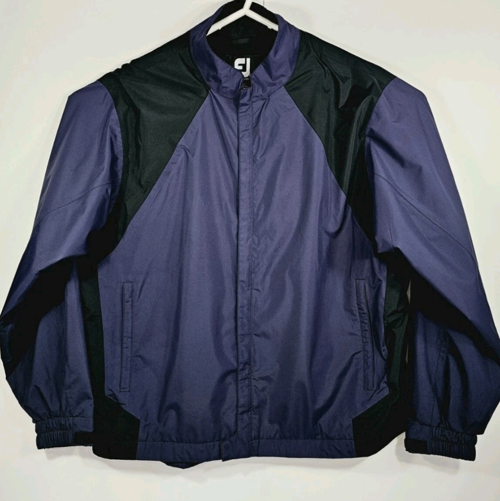 FootJoy DryJoys Mens XL Jacket Full Zip Lined Rain Windbreaker Blue
